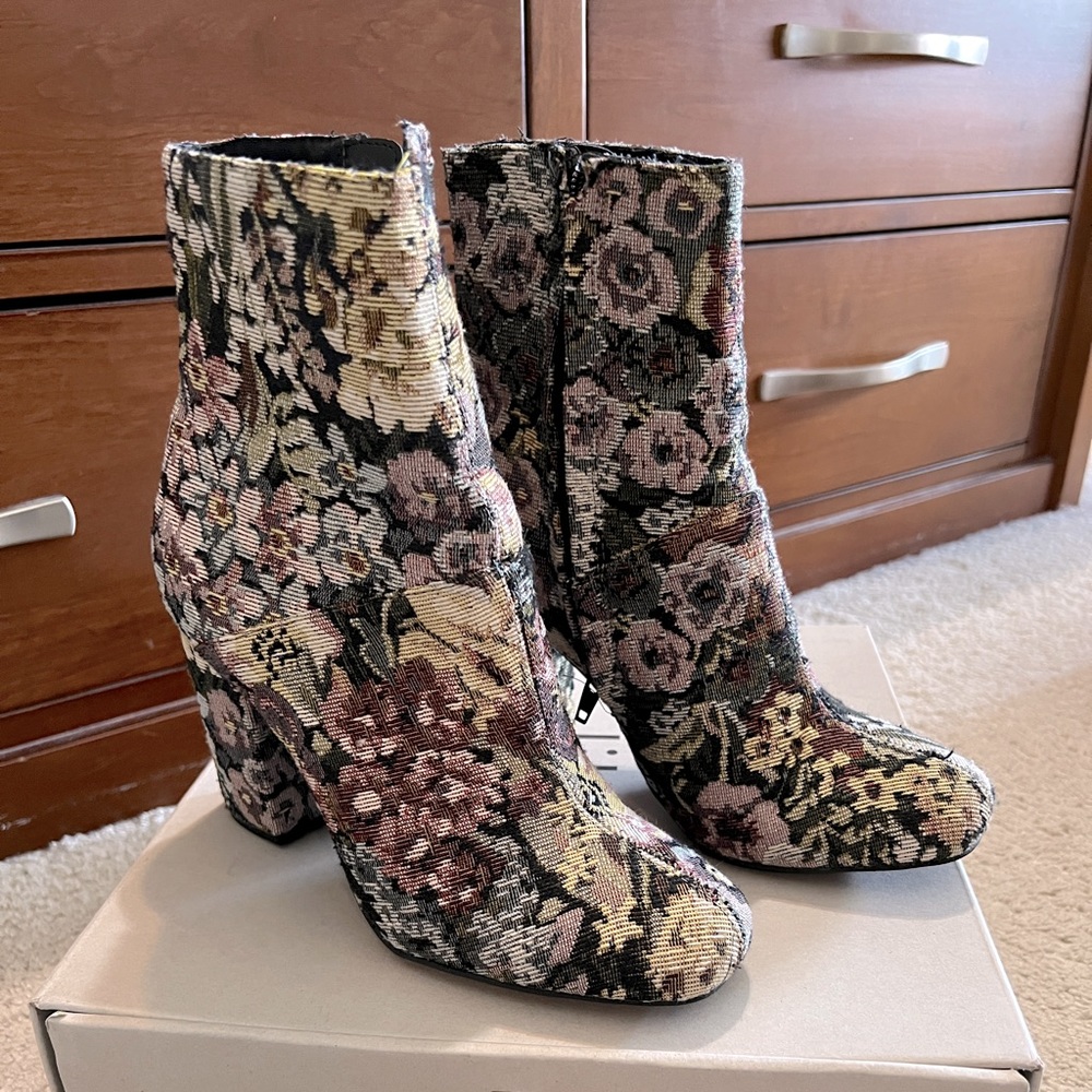 Funky 90’s floral brocade booties